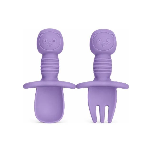 Silicone Baby Spoon & Fork Set with Bear Handles