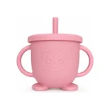 Bear-Embossed Silicone Training Cup with Straw - view 1